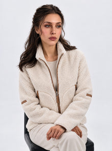 TEDDY ZIP JACKET WITH TAN TRIM