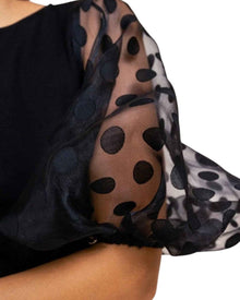 BALLOON SLEEVE MESH DOT DRESS