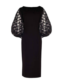 BALLOON SLEEVE MESH DOT DRESS