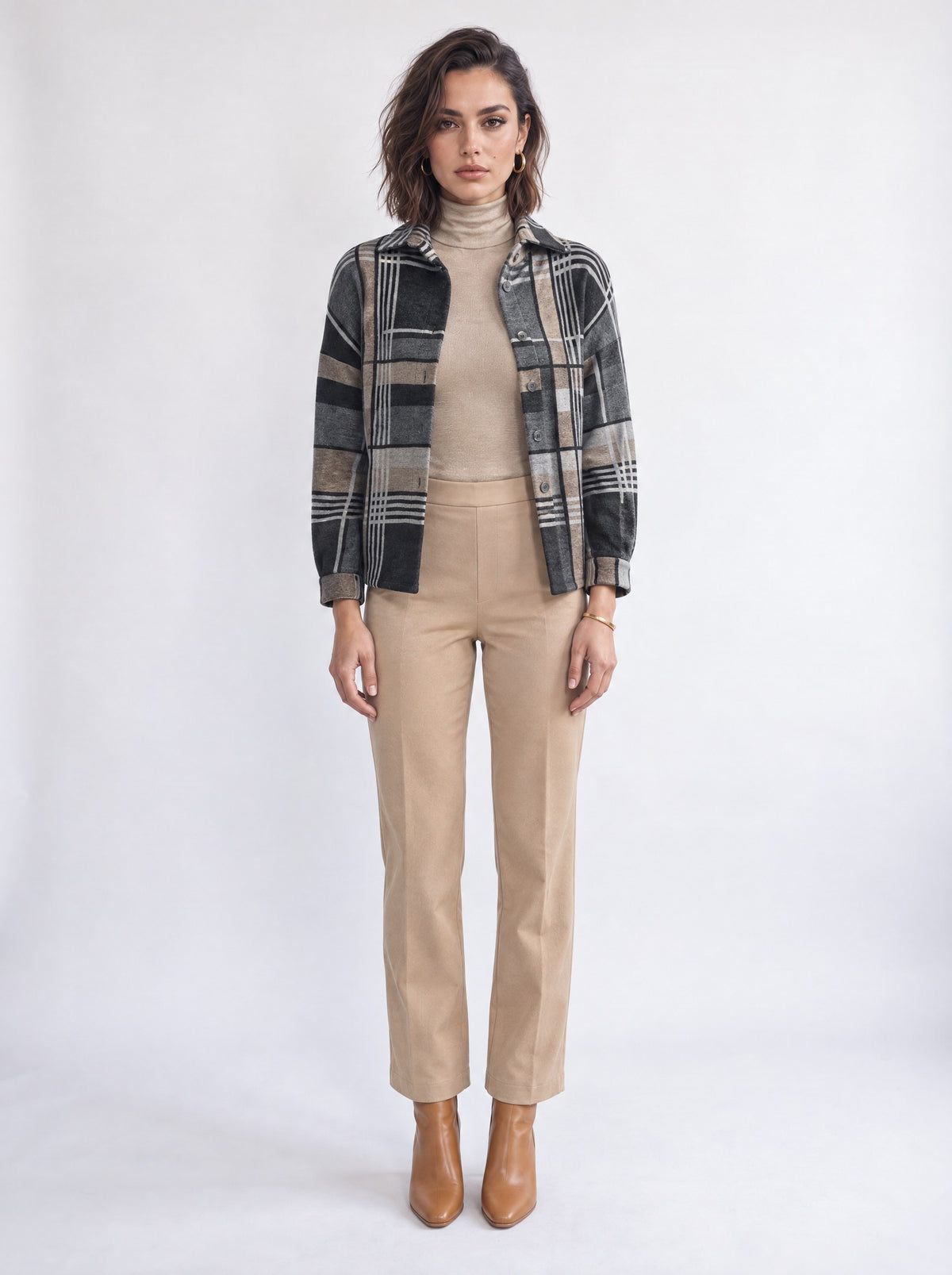 PLAID BUTTONED JACKET