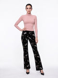 SEQUINNED FLORAL VELVET FLARED TROUSERS