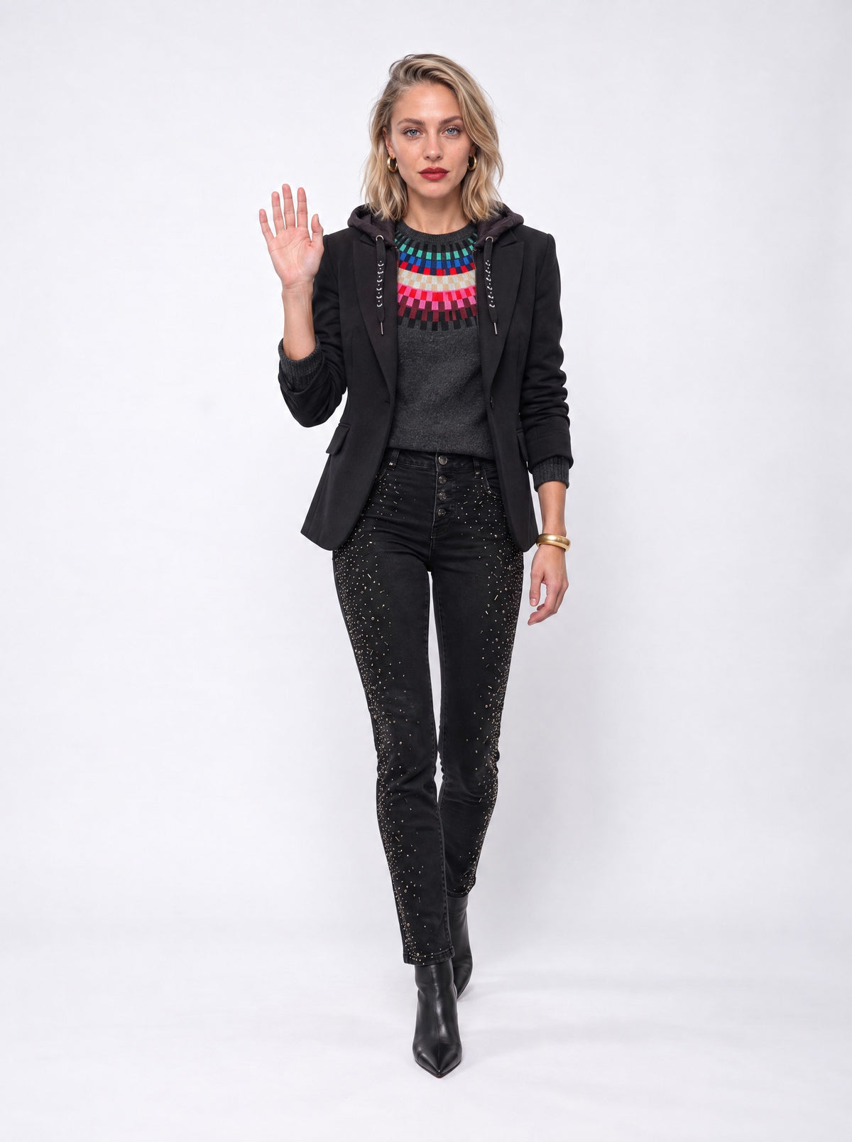 MODERN GEOMETRIC KNIT PULLOVER