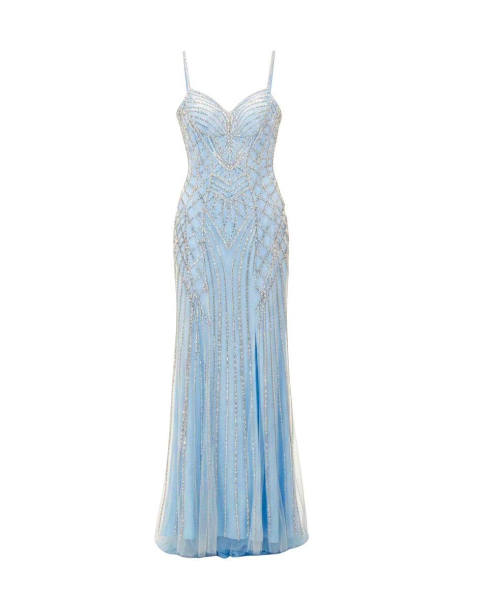 BEADED GEOMETRICS EVENING GOWN