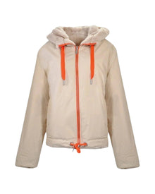 BEIGE HOODED ZIP-UP JACKET