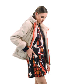 BEIGE HOODED ZIP-UP JACKET