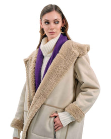 BEIGE TEDDY HOODED COAT