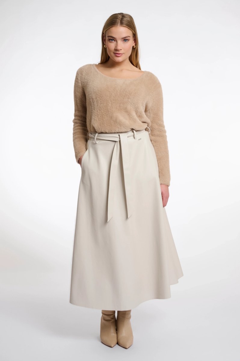 BELTED A - LINE MAXI SKIRT