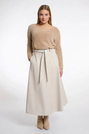BELTED A - LINE MAXI SKIRT