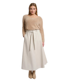 BELTED A-LINE MAXI SKIRT