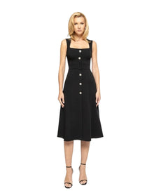 BELTED BUTTON MIDI DRESS