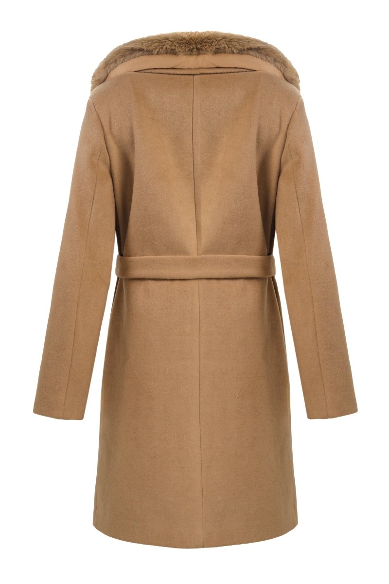 BELTED COAT WITH FUR COLLAR - Nakhle.Ets - Coats
