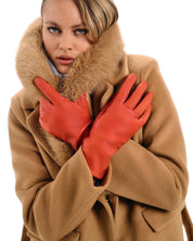 BELTED COAT WITH FUR COLLAR