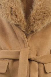 BELTED COAT WITH FUR COLLAR - Nakhle.Ets - Coats