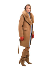 BELTED COAT WITH FUR COLLAR