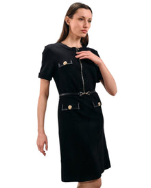 BELTED ZIPPER DRESS