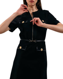 BELTED ZIPPER DRESS