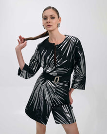 BLACK AND SILVER METALLIC COAT