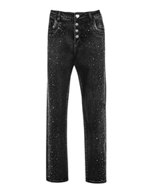 BLACK HIGH-WAISTED JEANS WITH BUTTON DETAILS