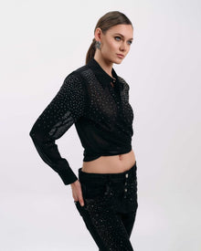 BLACK HIGH-WAISTED JEANS WITH BUTTON DETAILS