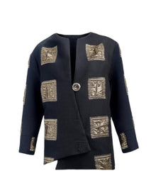 BLACK JACKET WITH METALLIC PATCH DETAIL