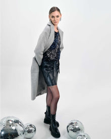 BLACK LEATHER MINI SKIRT WITH BELT