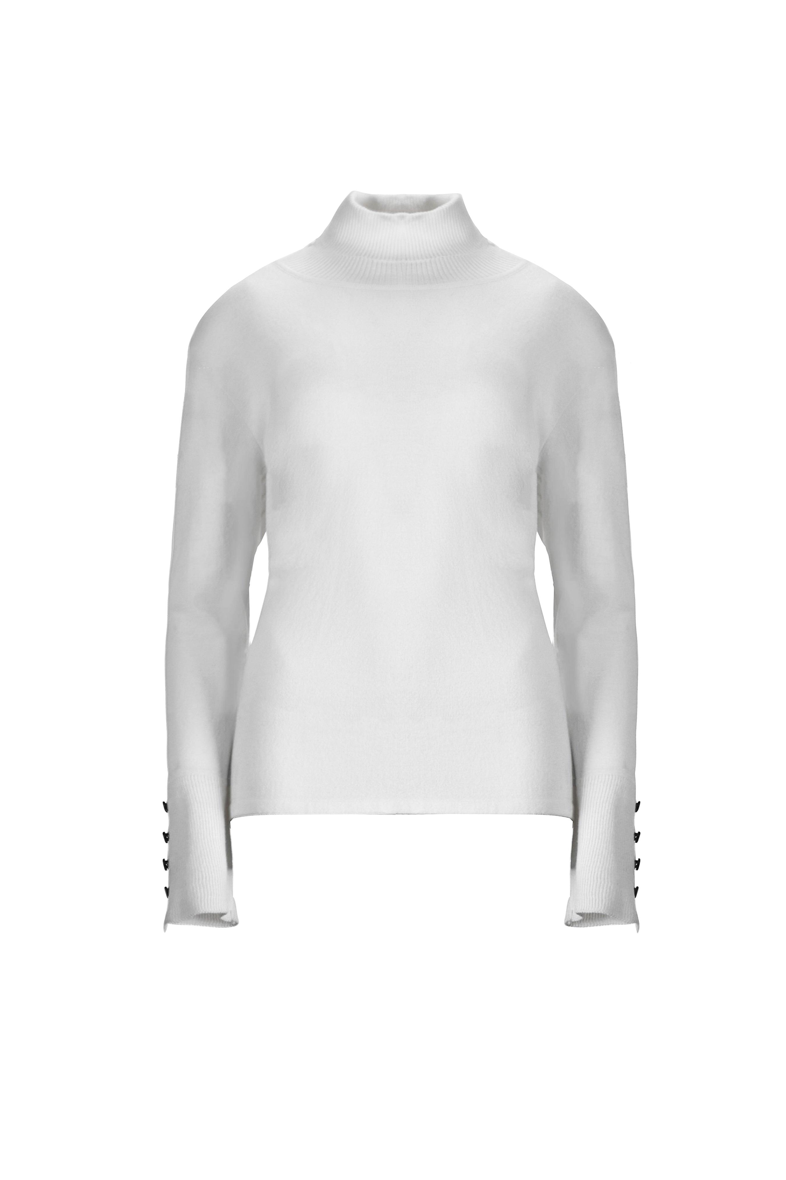 White Long Sleeved Turtle Neck Top