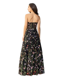 BOTANICAL EMBROIDERED EVENING GOWN