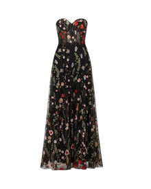 BOTANICAL EMBROIDERED EVENING GOWN