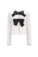 BOW-DETAIL TEXTURED BOLERO