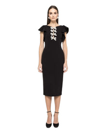 BOW TRIM MIDI DRESS