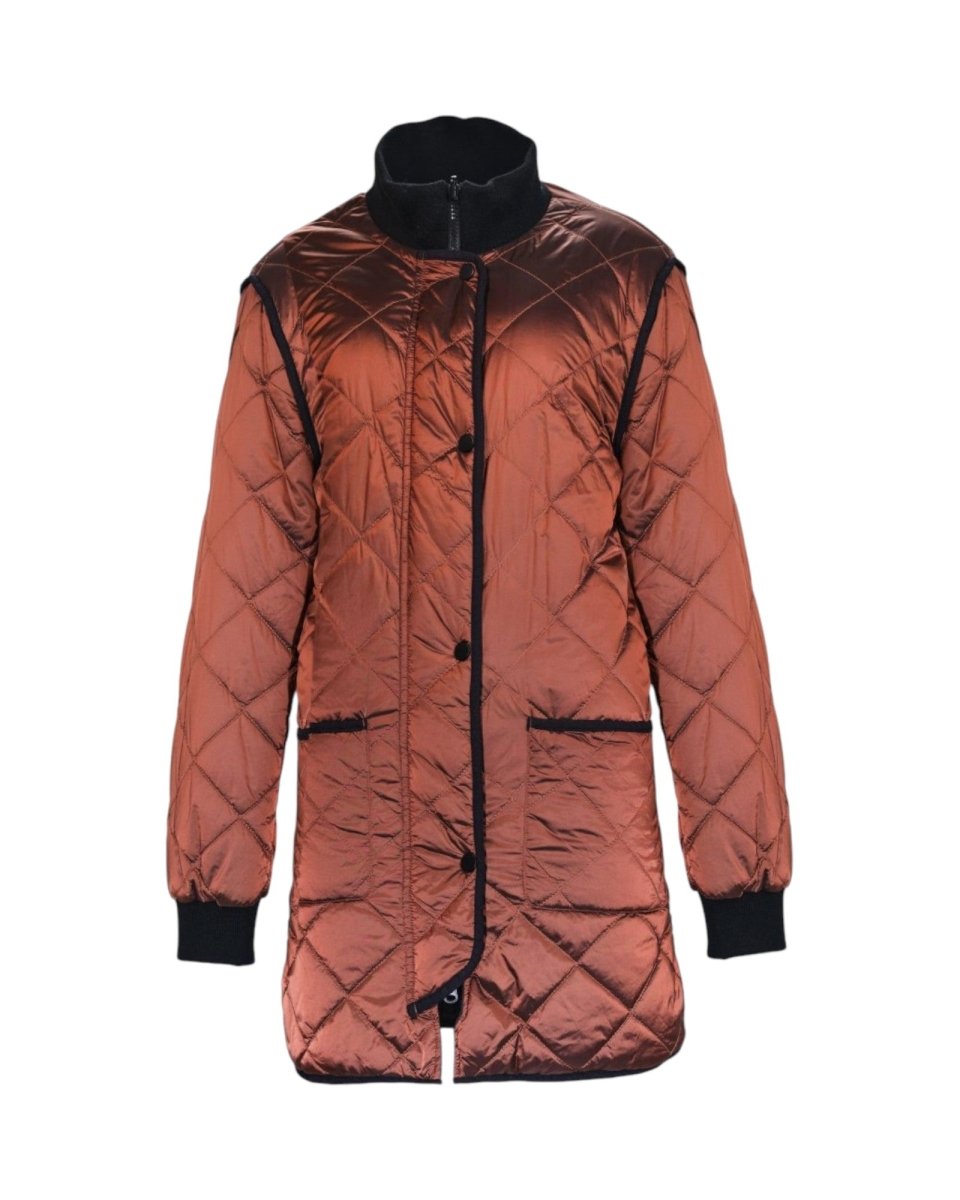 BROWN QUILTED PUFFER JACKET