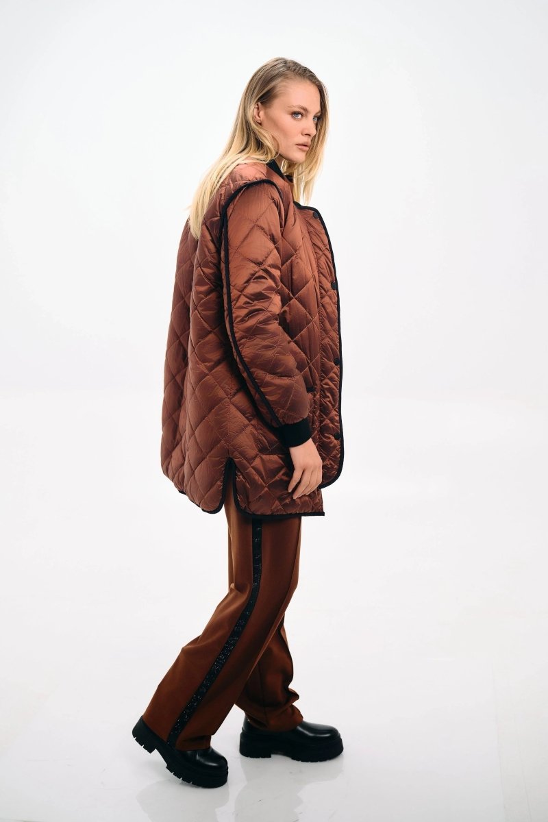 BROWN QUILTED PUFFER JACKET - Nakhle.Ets - Jackets