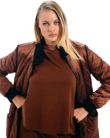 BROWN QUILTED PUFFER JACKET