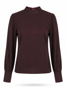 MOCK-NECK GATHERED SLEEVE BLOUSE
