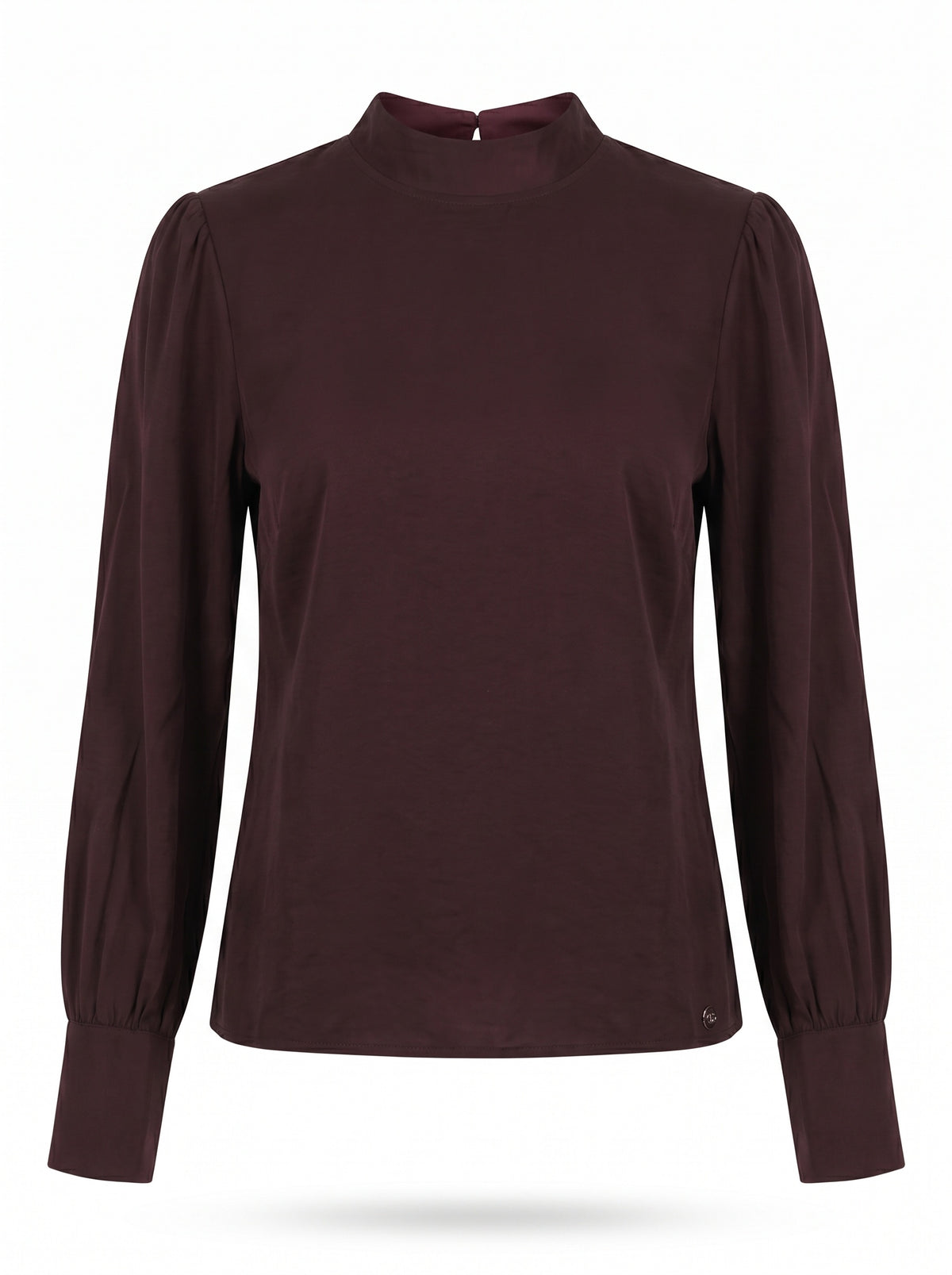 MOCK-NECK GATHERED SLEEVE BLOUSE