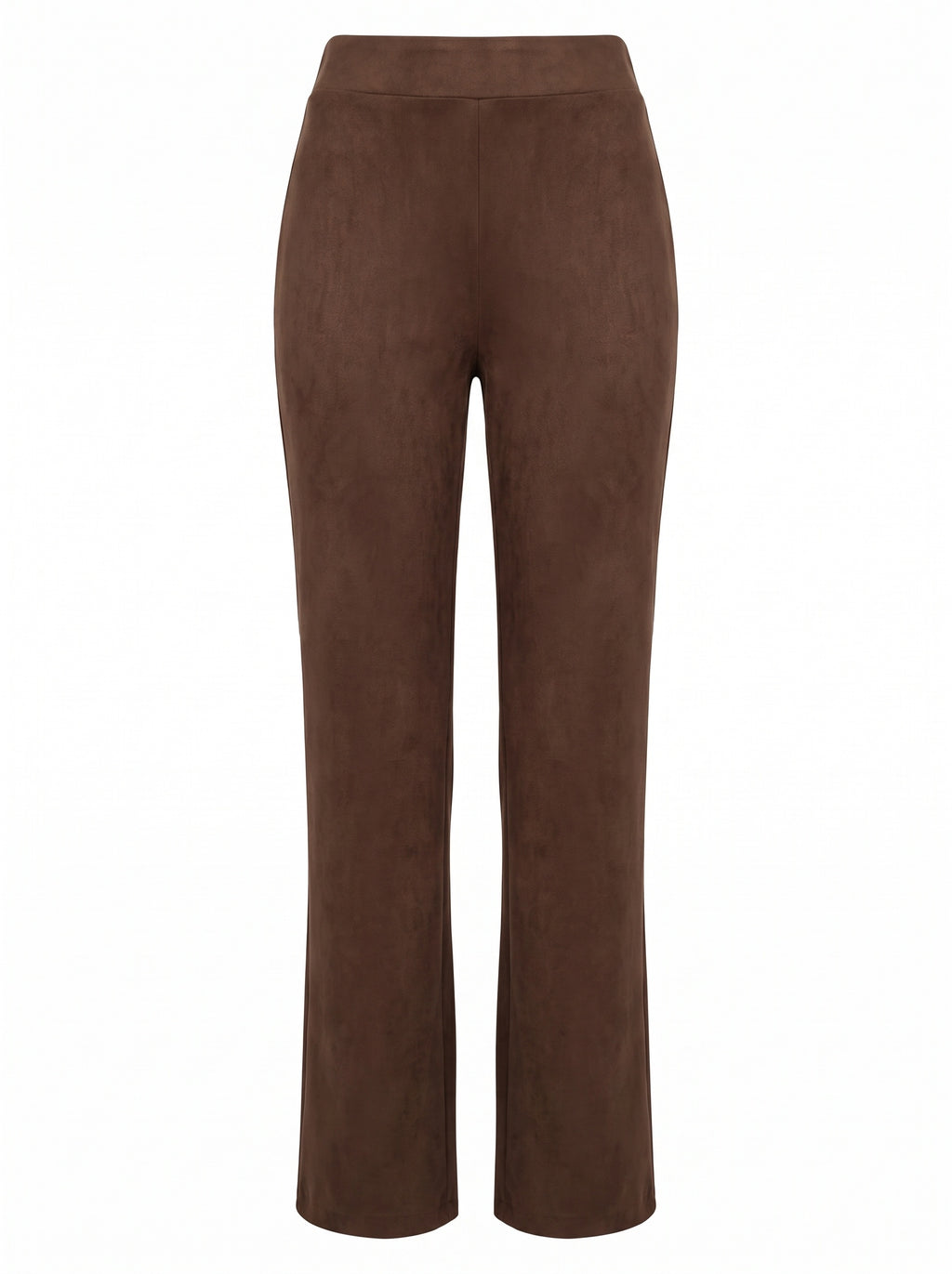 HIGH-WAISTED STRAIGHT SUEDE-LOOK TROUSERS