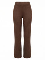 HIGH-WAISTED STRAIGHT SUEDE-LOOK TROUSERS