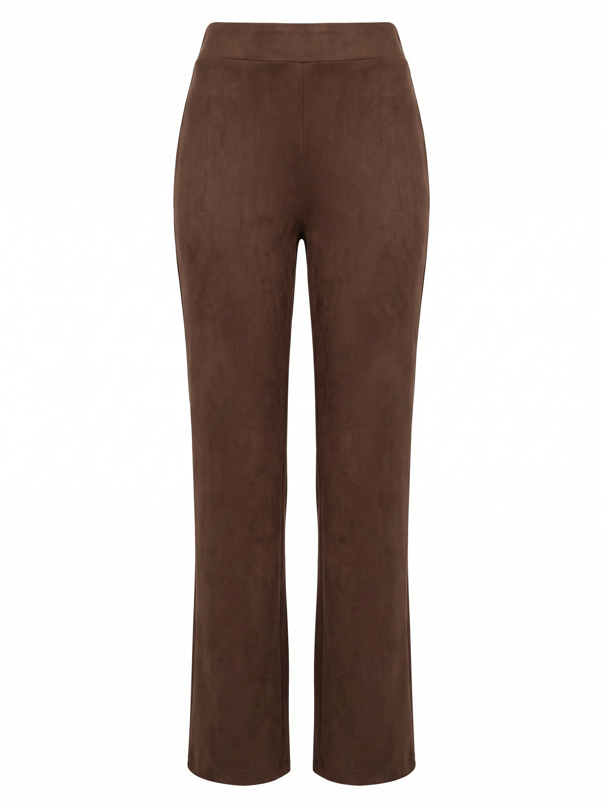 HIGH-WAISTED STRAIGHT SUEDE-LOOK TROUSERS