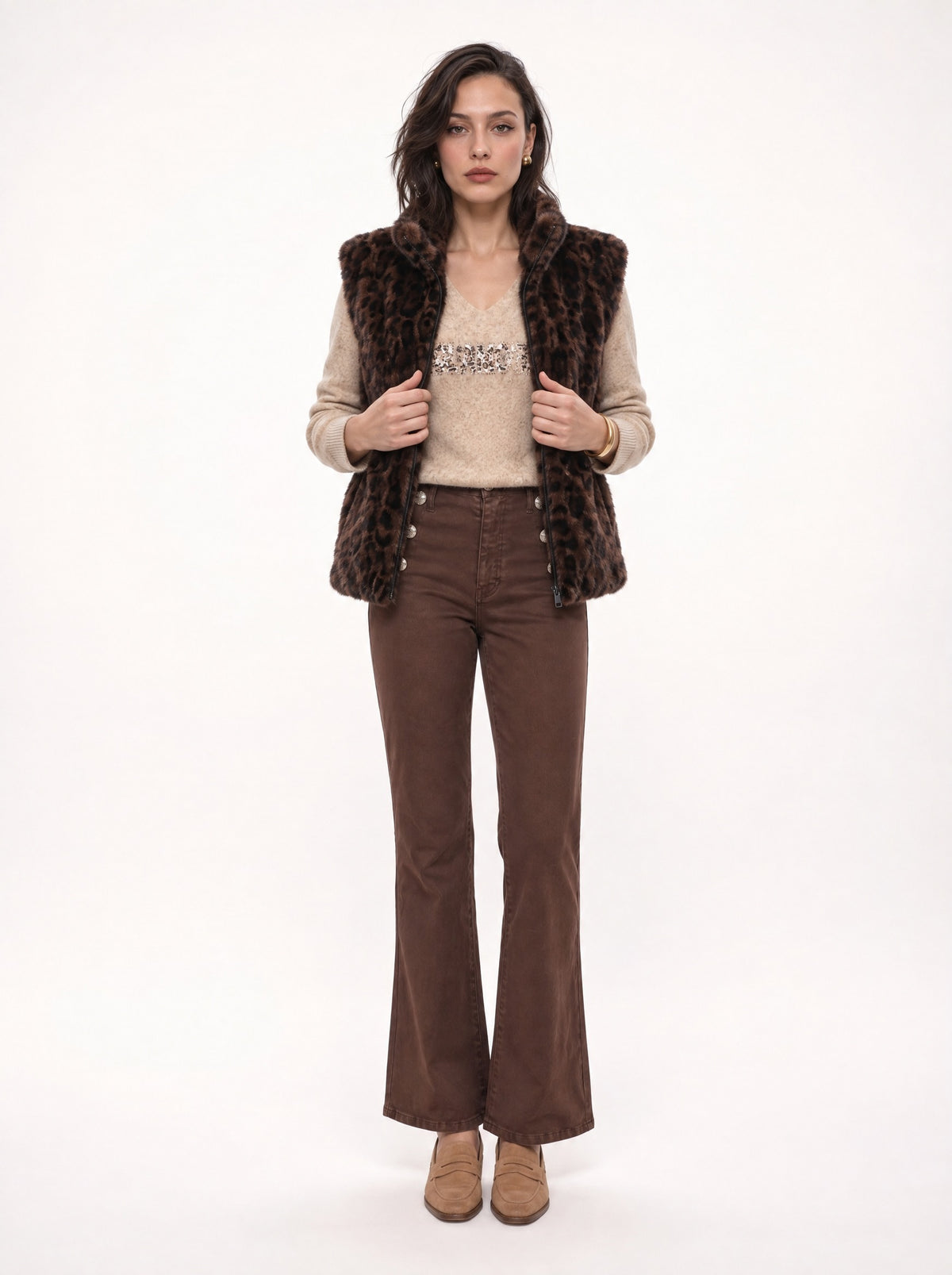 SEQUINNED GLAMOUR V-NECK KNIT