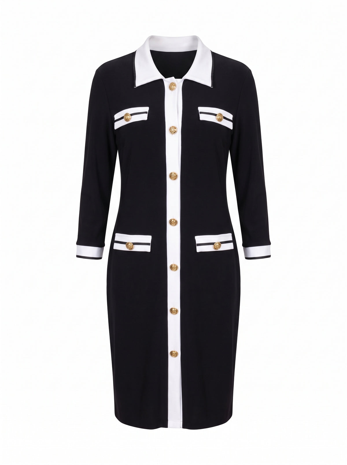 GOLD BUTTON SHIRT MIDI DRESS
