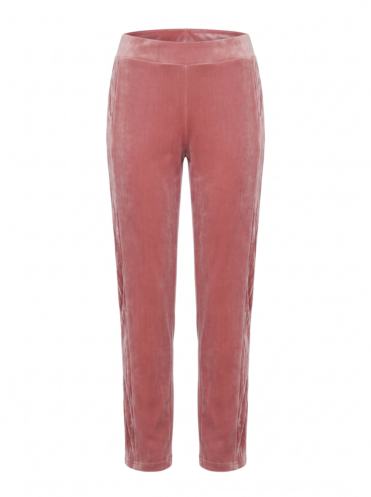 VELVET STRAIGHT-LEG ELASTICATED TROUSERS