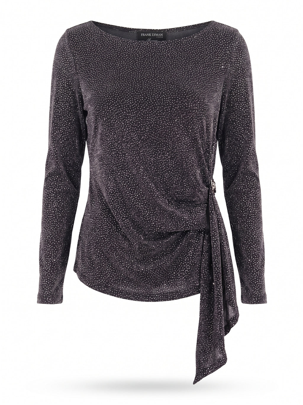 SIDE-KNOT SHIMMER BOAT-NECK TOP