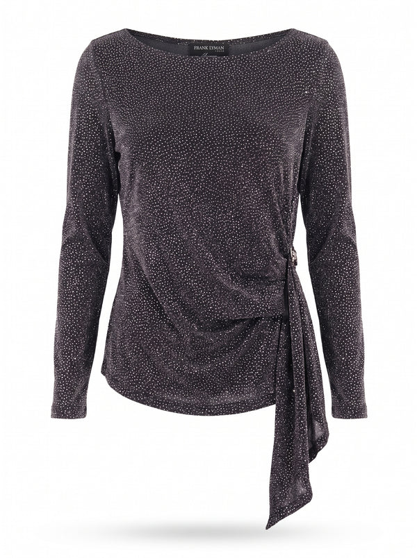 SIDE-KNOT SHIMMER BOAT-NECK TOP