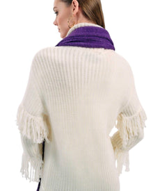 CABLE KNIT FRINGE TURTLENECK SWEATER