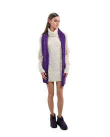 CABLE KNIT FRINGE TURTLENECK SWEATER