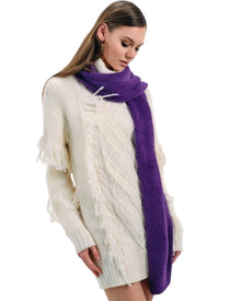 CABLE KNIT FRINGE TURTLENECK SWEATER