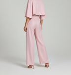 CAPE-SLEEVE COLLARED WIDE-LEG SET
