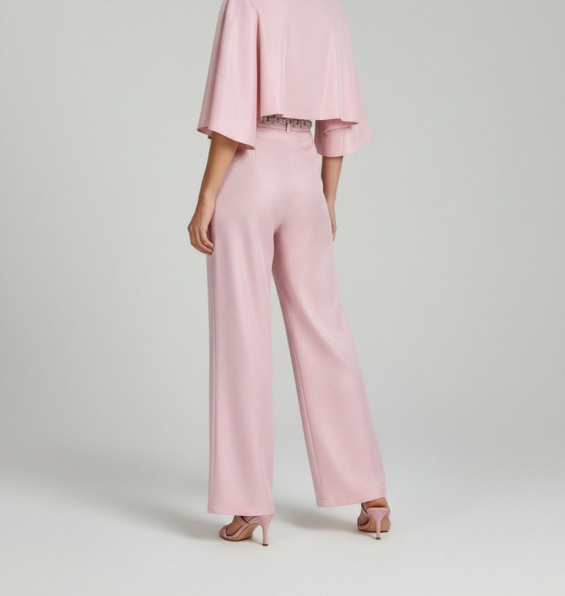 CAPE-SLEEVE COLLARED WIDE-LEG SET