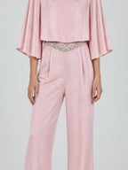 CAPE-SLEEVE COLLARED WIDE-LEG SET