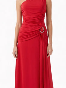 ONE-SHOULDER DRAPED SATIN GOWN